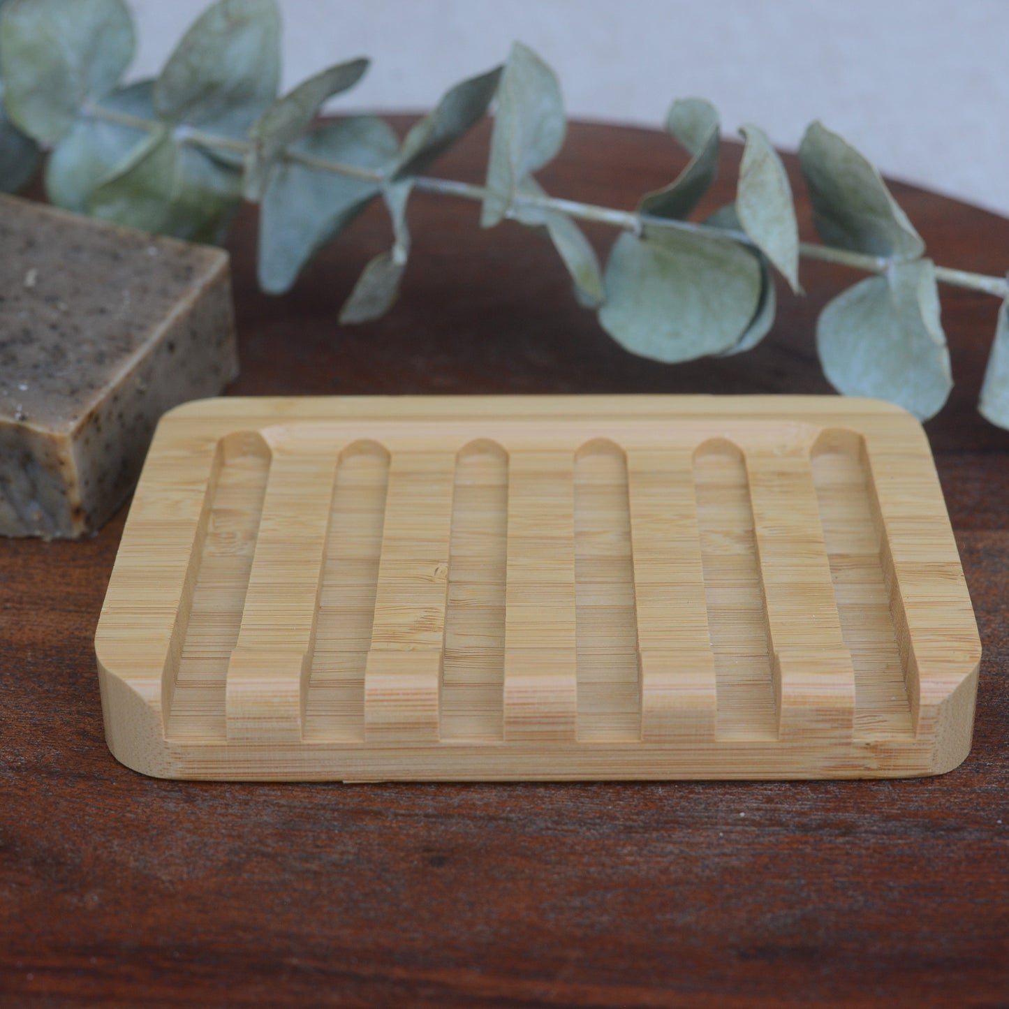 Waterfall Self-Draining Bamboo Soap Dish